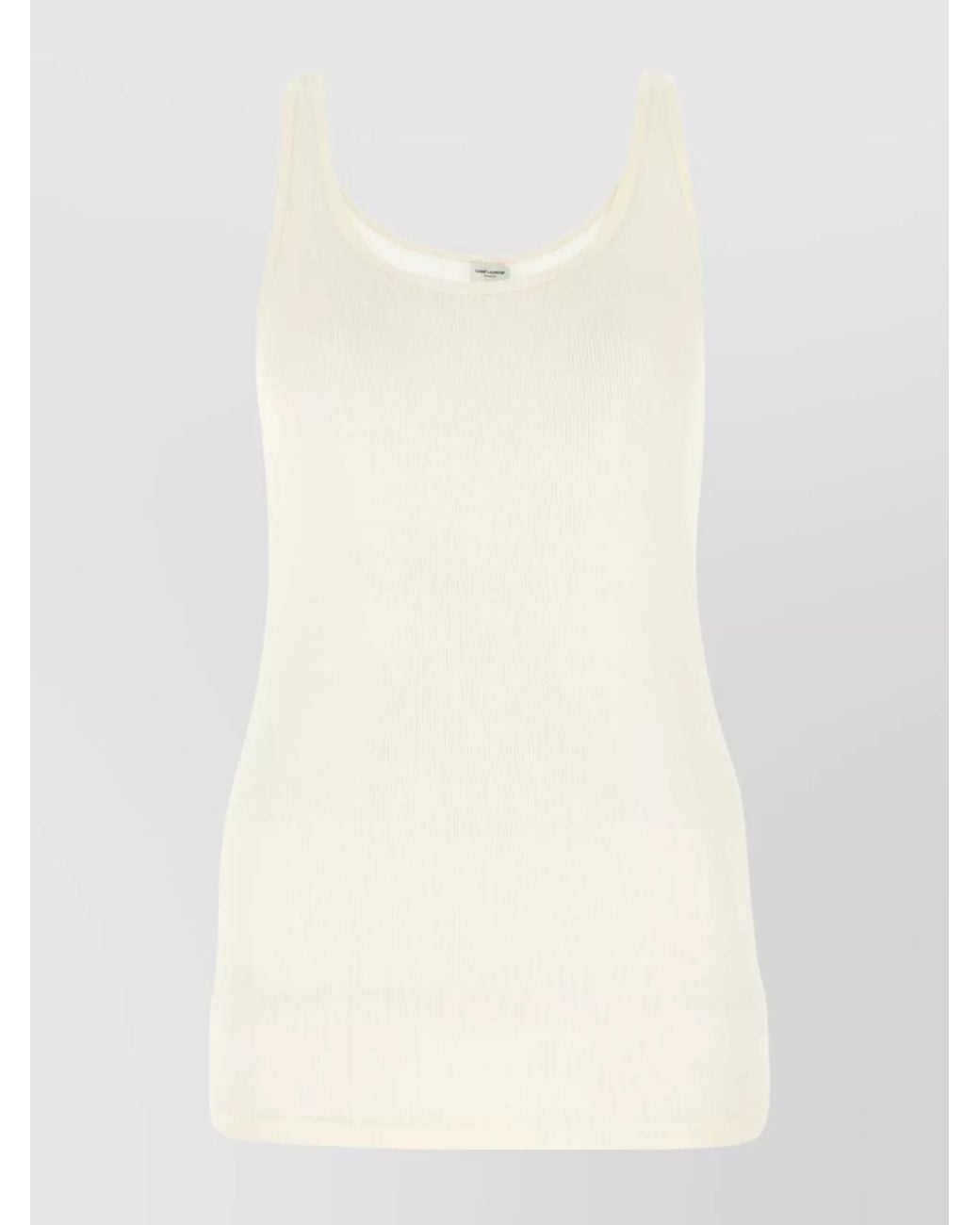 Saint Laurent Natural Ribbed Scoop Neck Tank Top