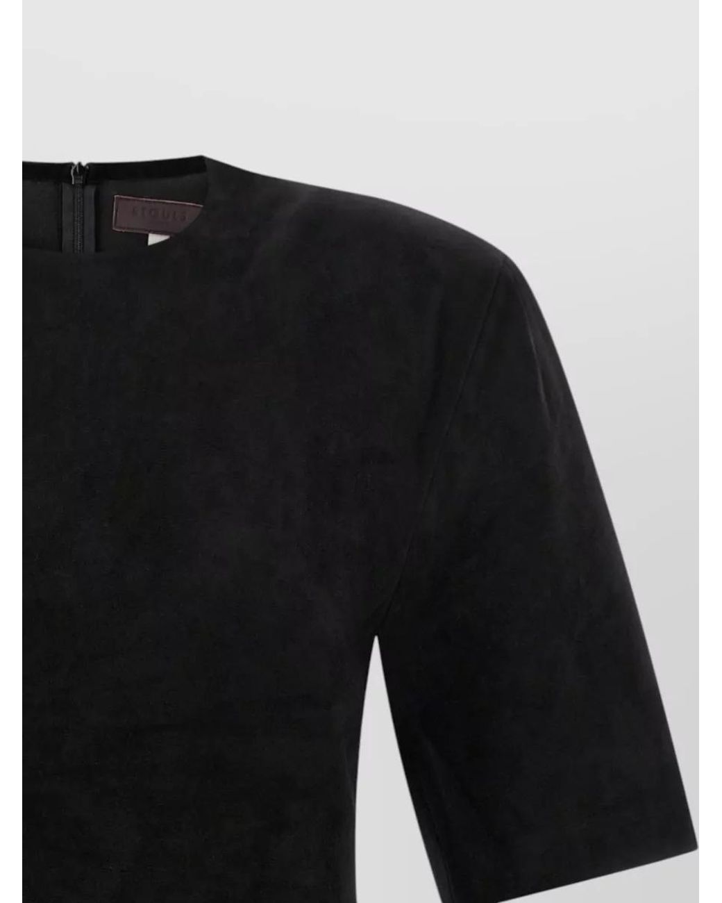 Stouls Black Leather Suede Short-Sleeve T-Shirt