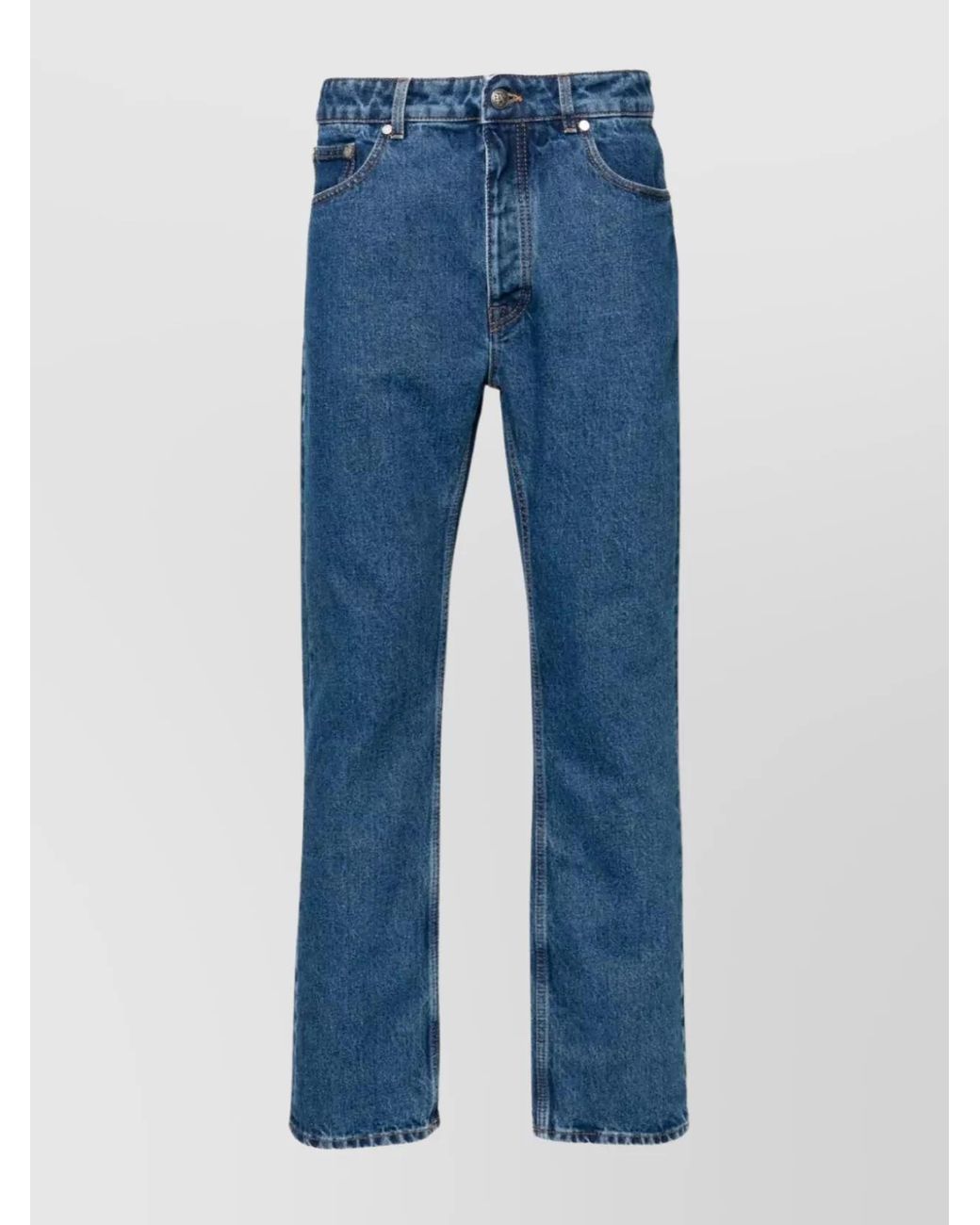 Palm Angels Blue Denim Monogram Straight-Leg Jeans for men