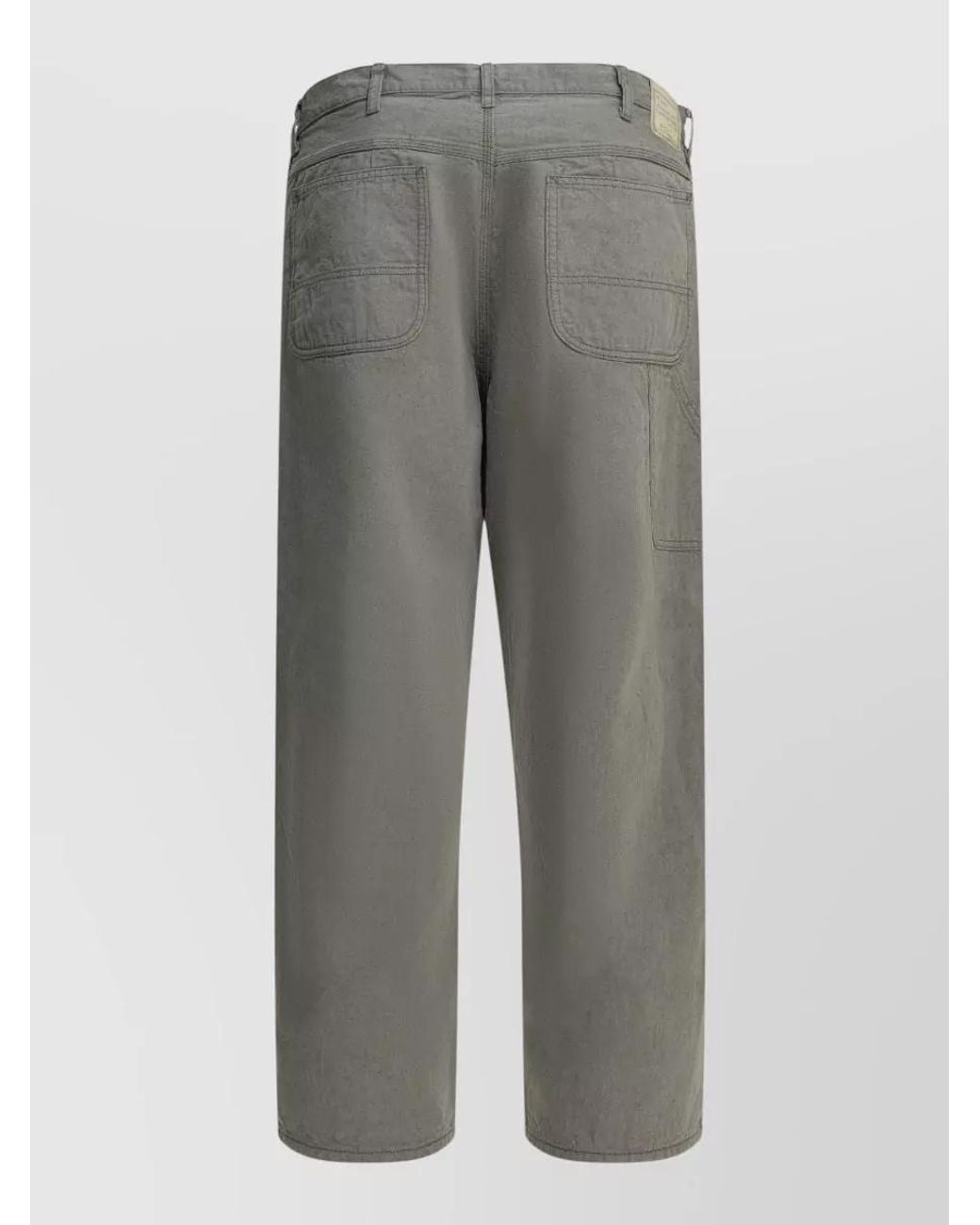 Beams Plus Gray Cotton Linen Straight-Leg Trousers for men