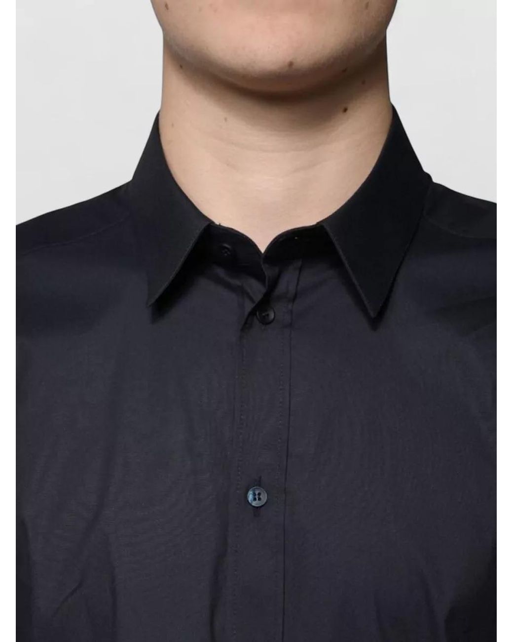 Dolce & Gabbana Blue Cotton Blend Formal Dress Shirt for men