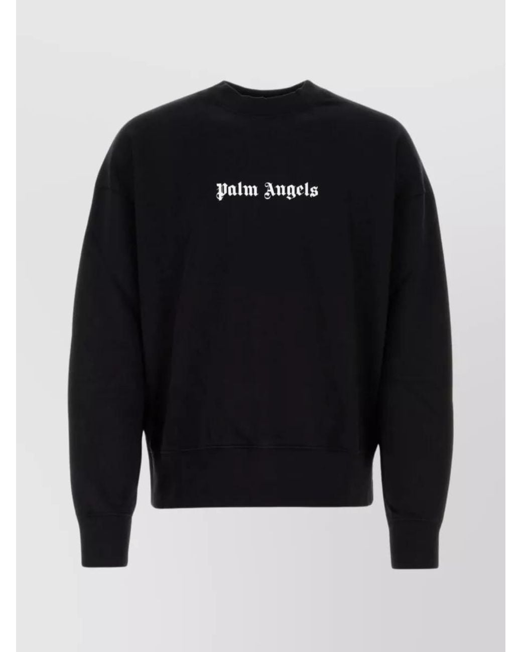 Palm Angels Blue Cotton Oversized Logo-Print Crew-Neck Sweatshirt for men