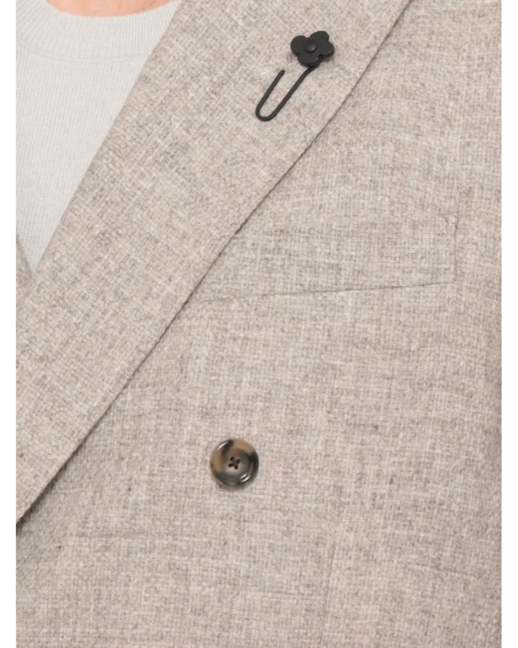 Lardini Natural Virgin Wool Double-Breasted Blazer for men