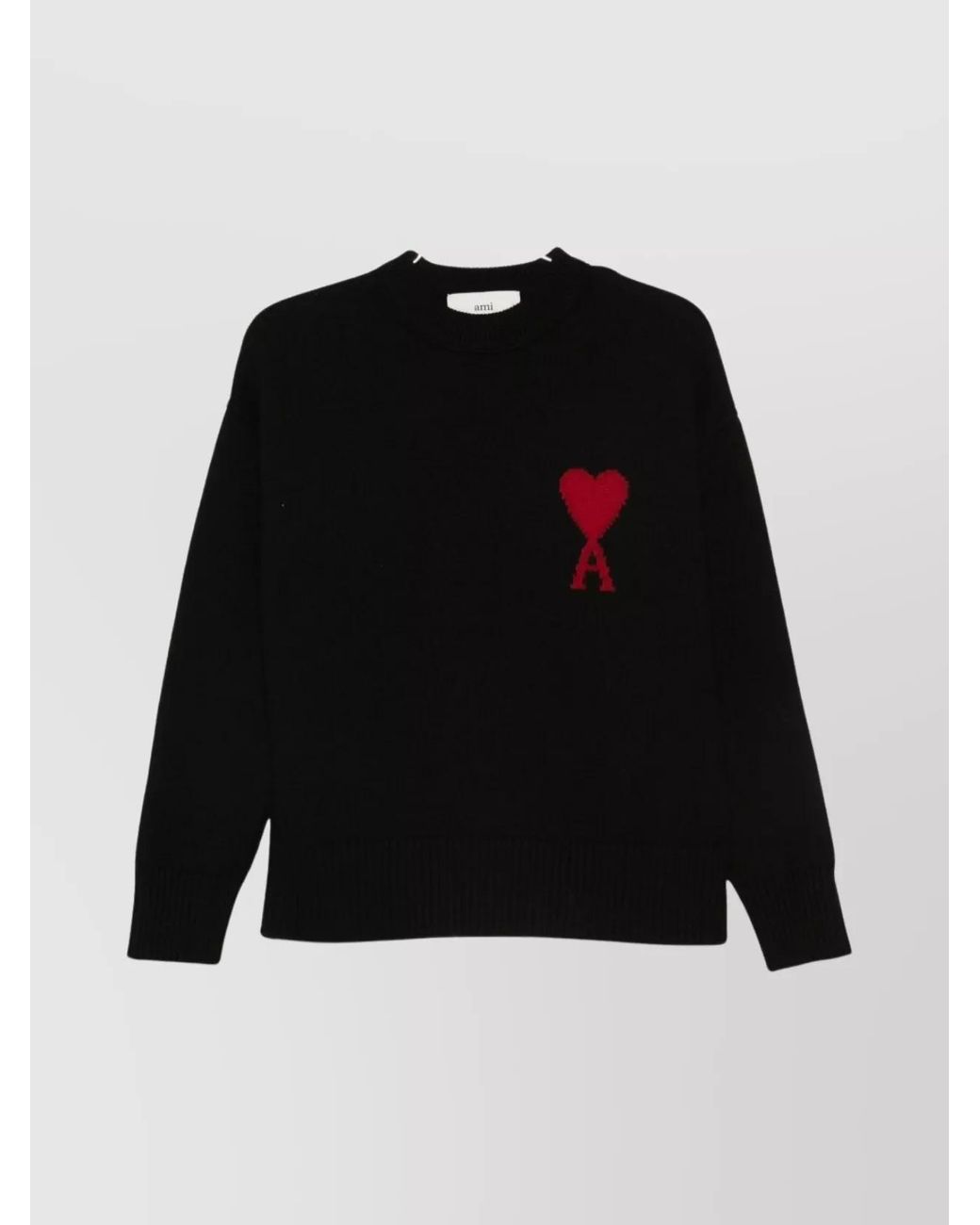 AMI Black Wool Crew Neck Long-Sleeve Jumper