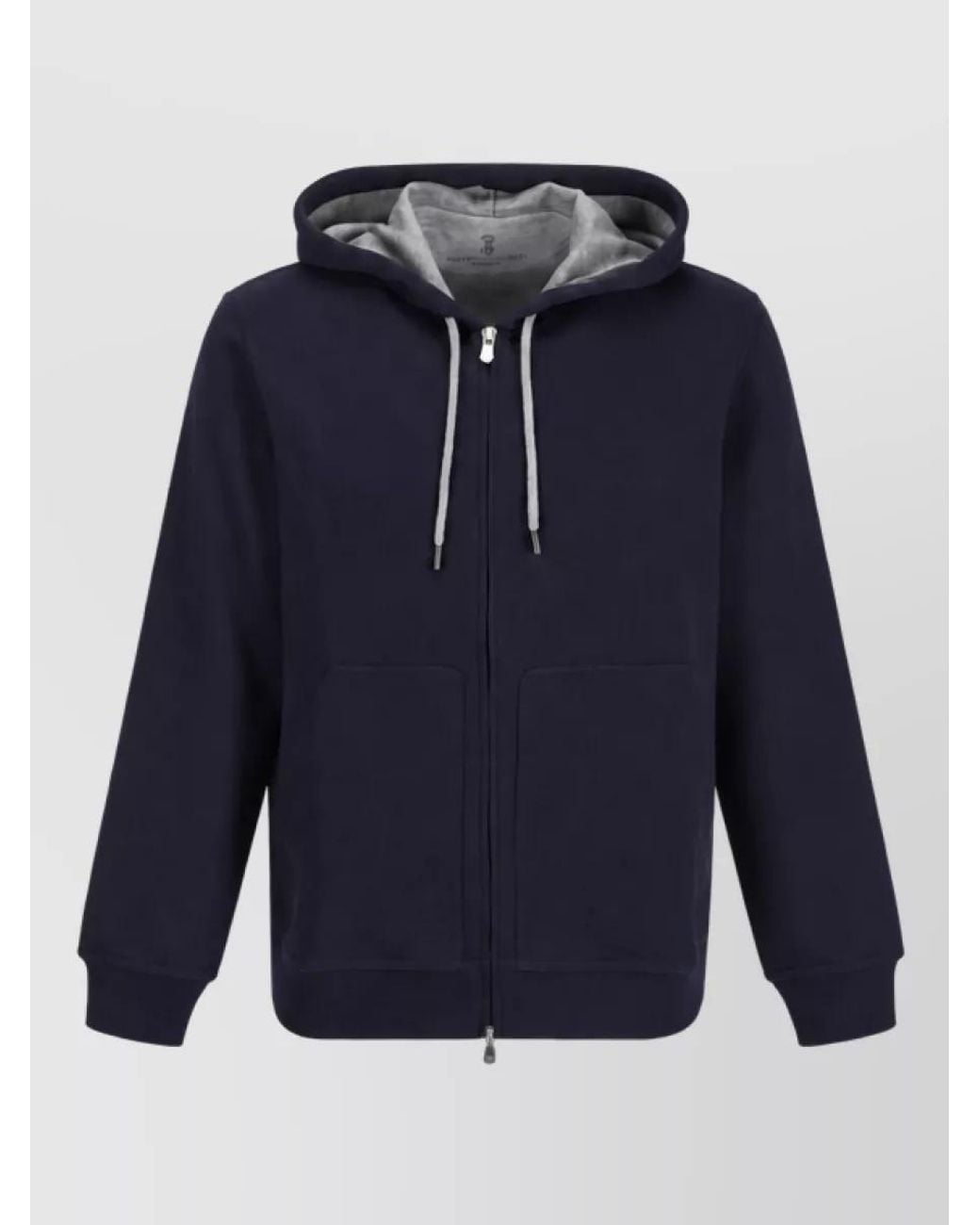 Brunello Cucinelli Blue Cotton Hooded Jacket for men