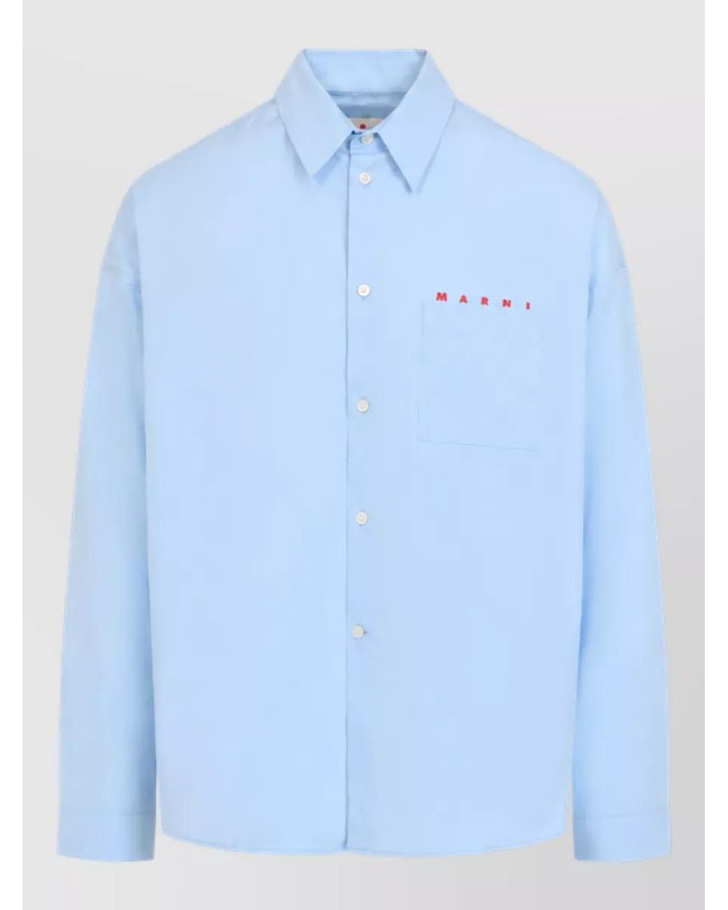 Marni Blue Cotton Boxy-Fit Long-Sleeve Shirt for men
