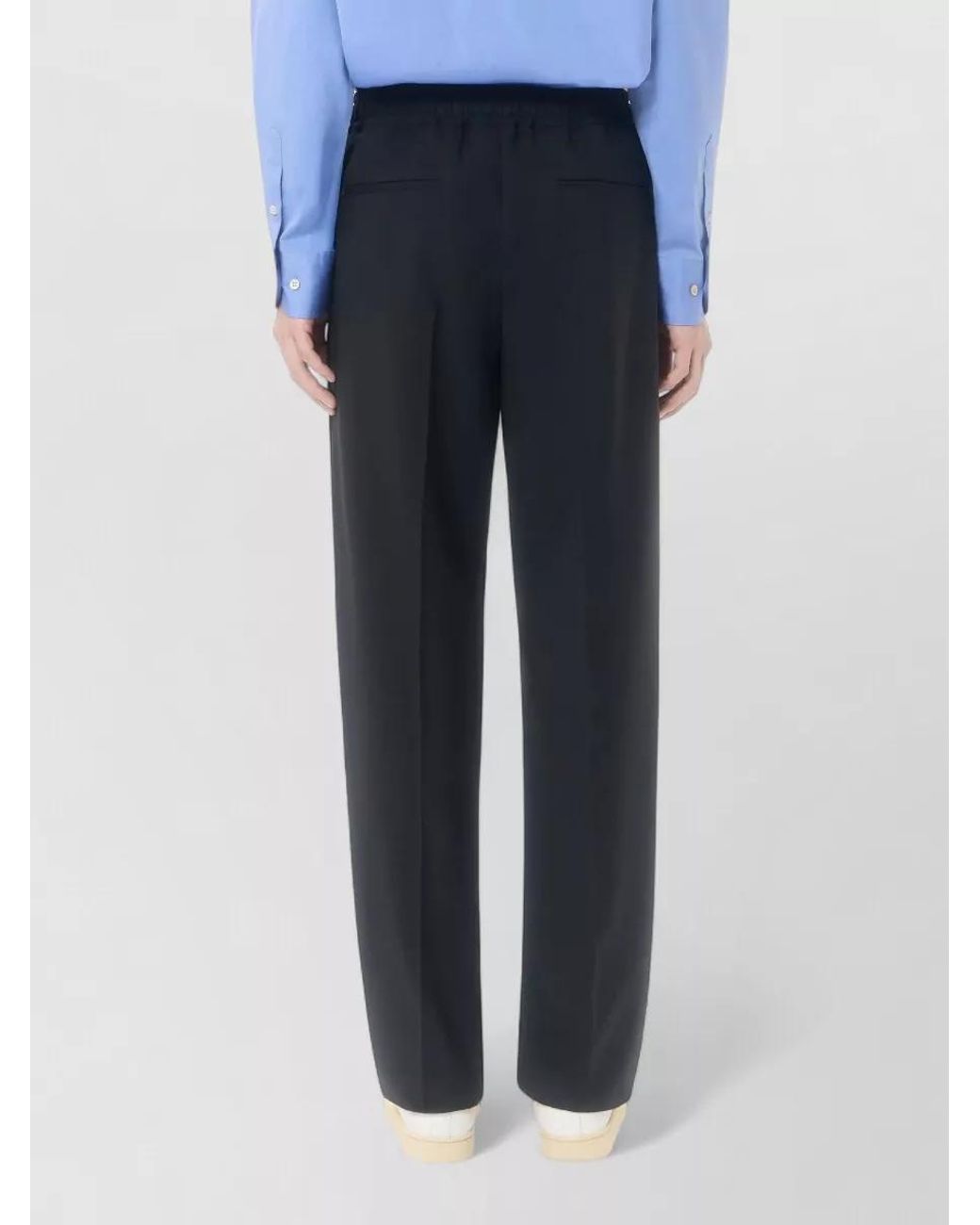 Valentino Black Cotton Gabardine Straight-Leg Trousers for men
