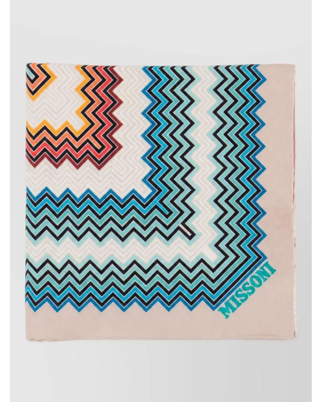 Missoni Blue Silk Printed Foulard