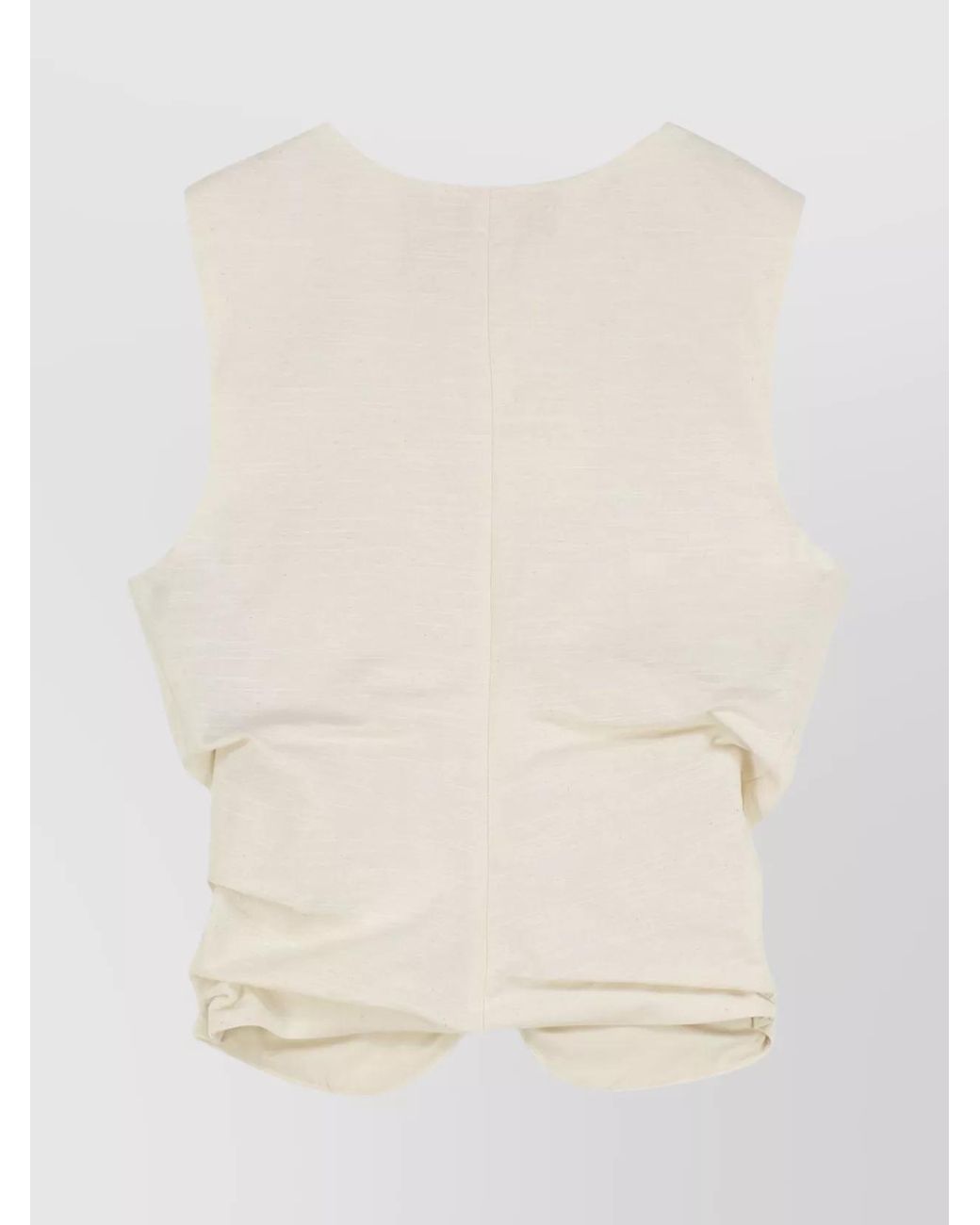 Versace Jeans Couture Natural Sleeveless Cotton Top Decorative Gathering