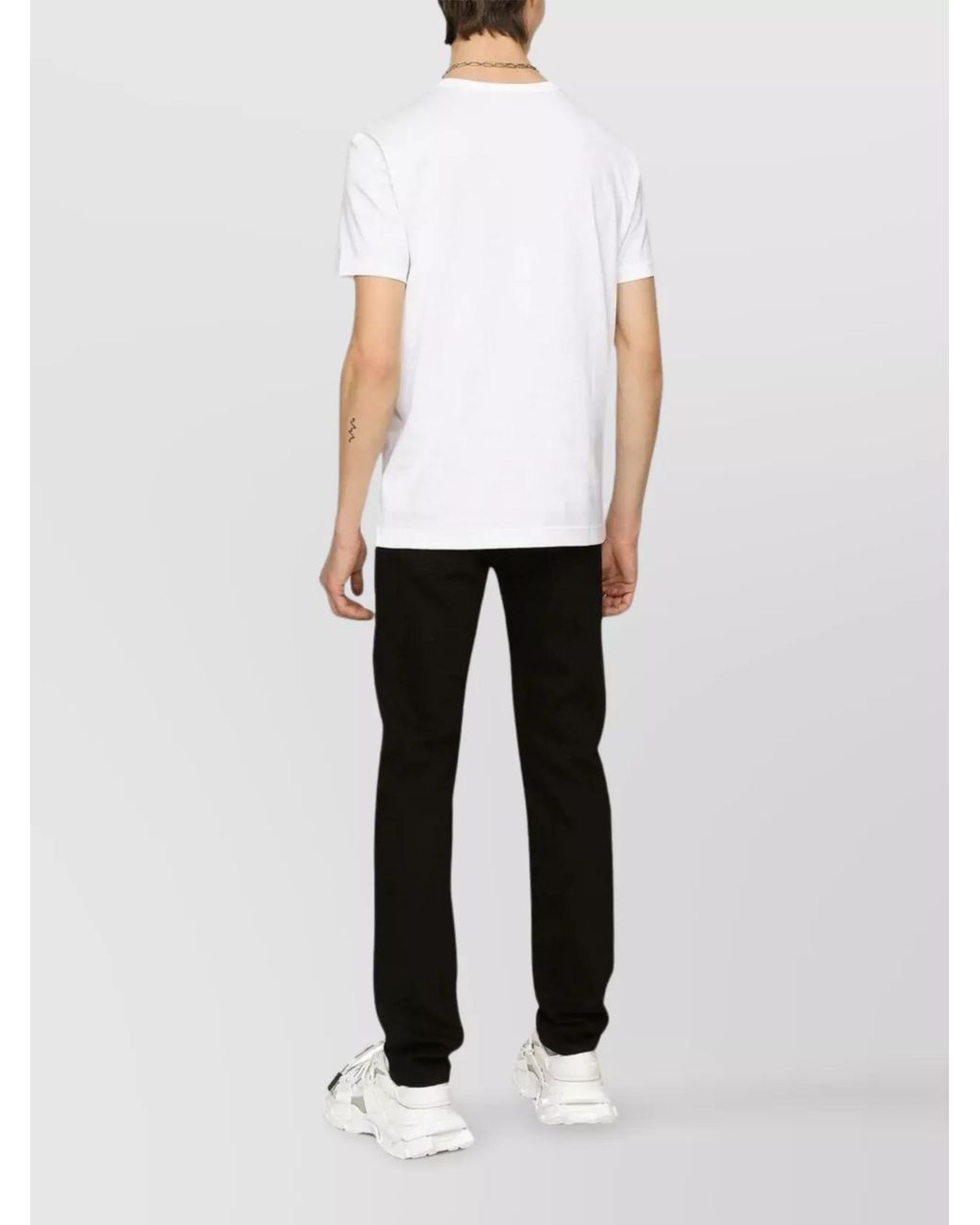 Dolce & Gabbana White Cotton Logo-Plaque Crew-Neck T-Shirt for men