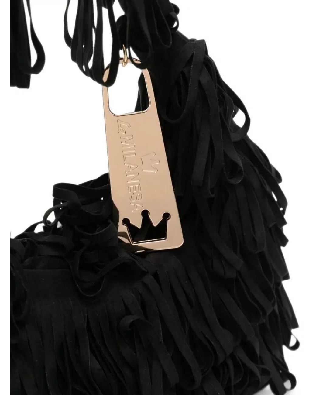 La Milanesa Black Fringe Shoulder Bag
