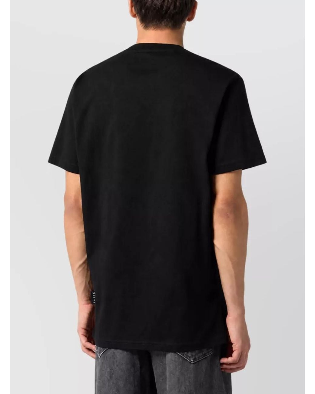 Philipp Plein Black Ribbed Crew Neck T-Shirt for men