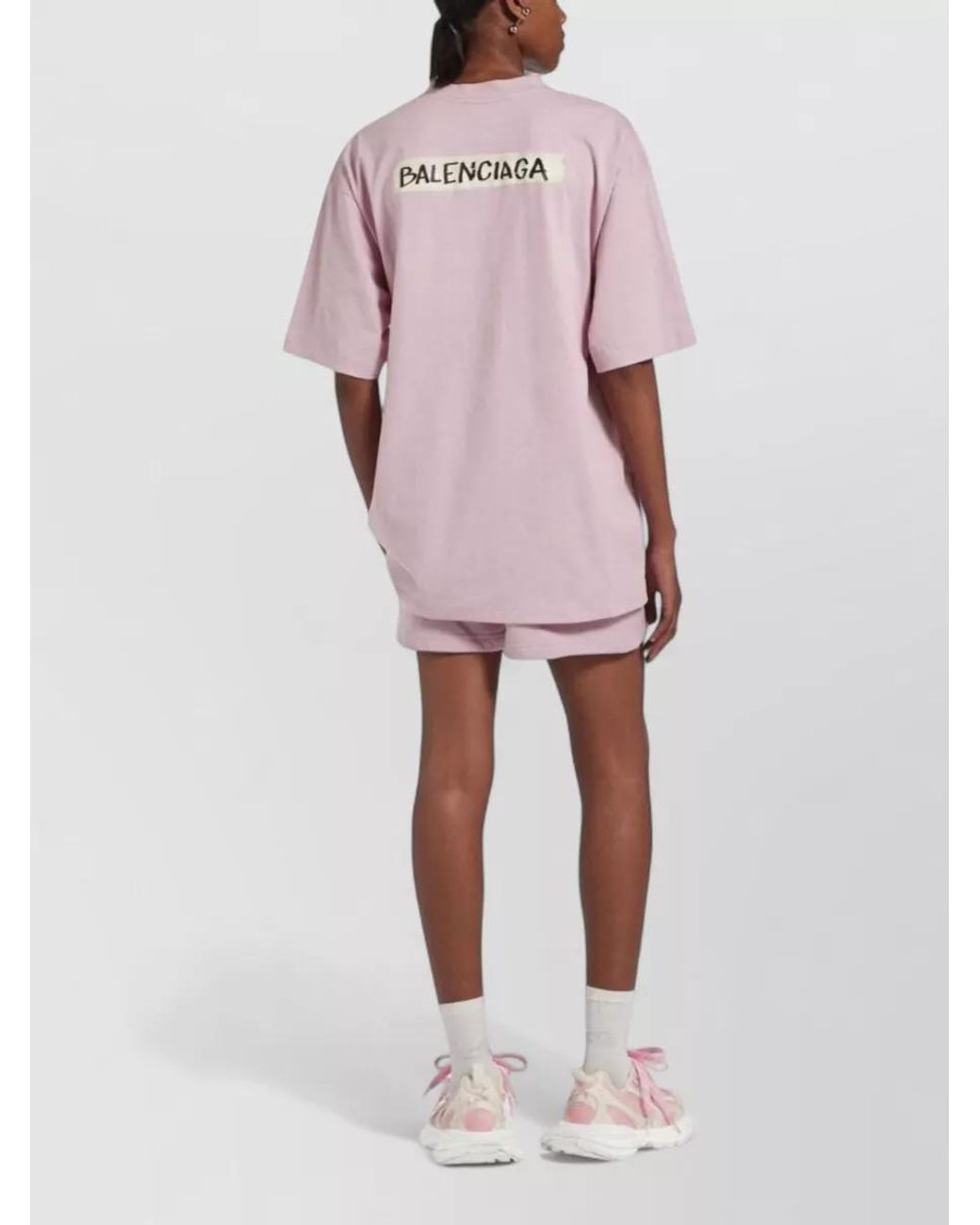 Balenciaga Pink Cotton Logo-Print Medium-Fit T-Shirt