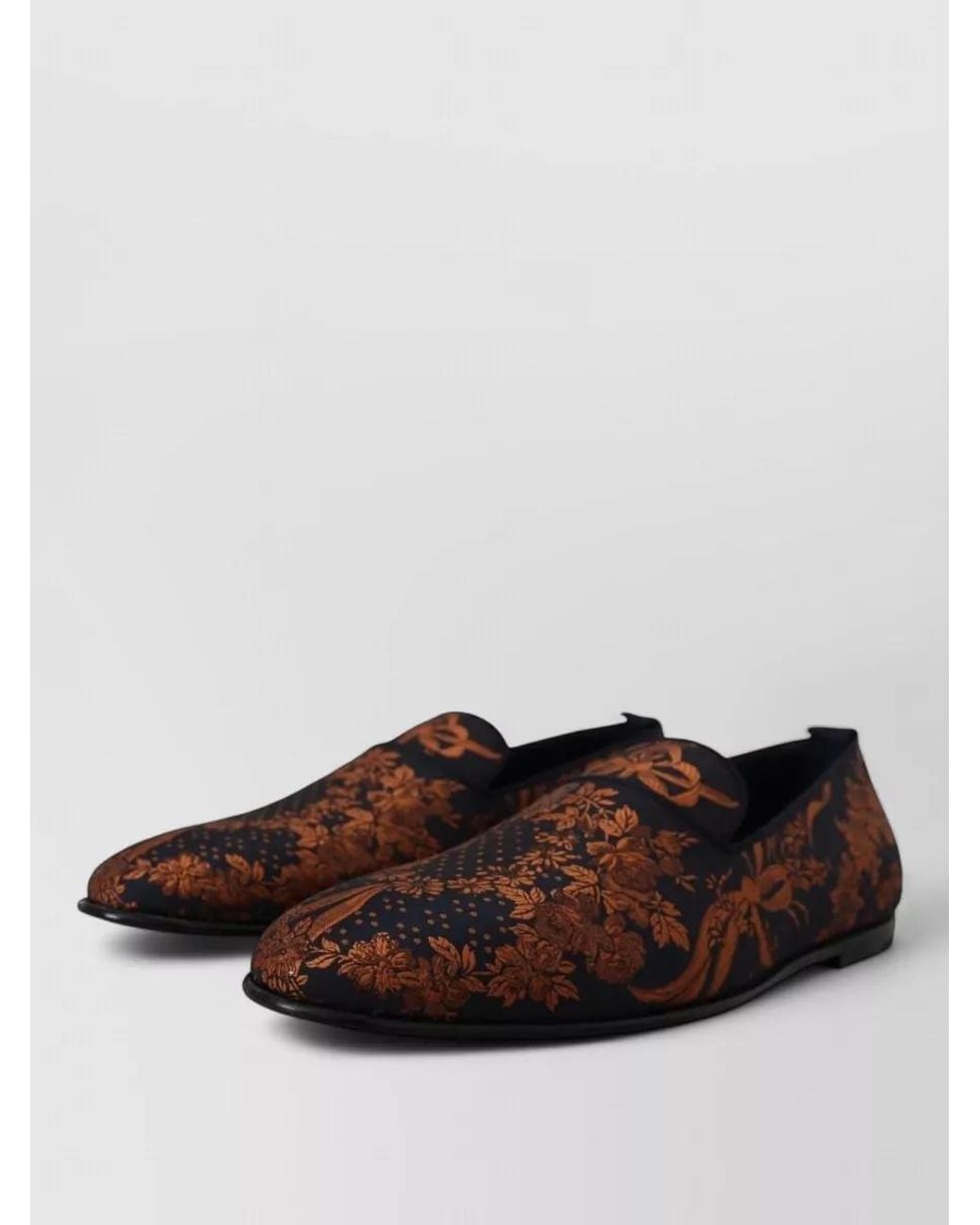 Dolce & Gabbana Brown Floral Slippers for men