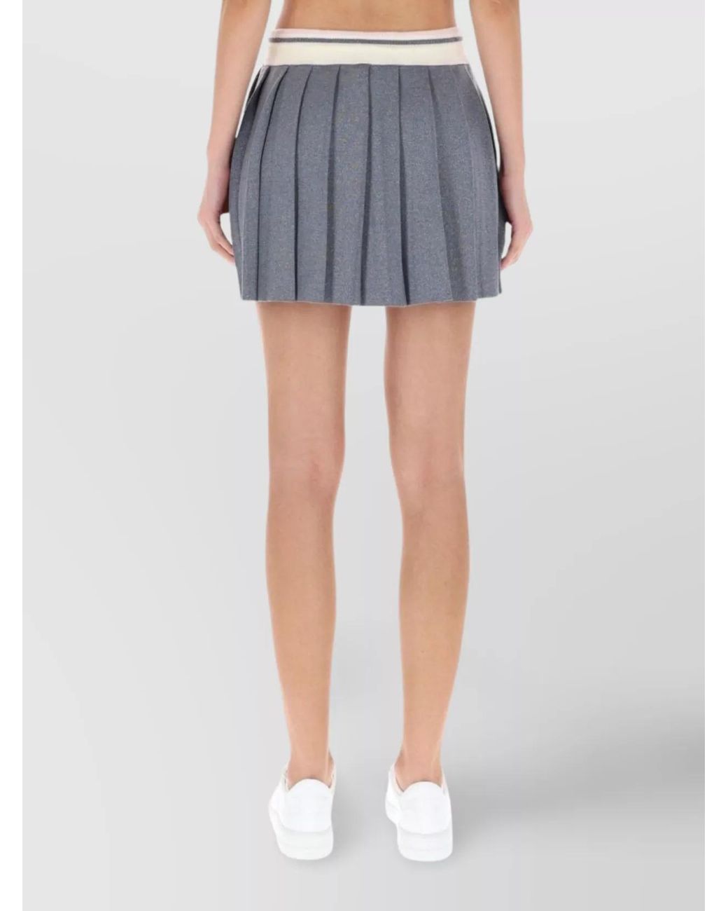 Casablanca Blue Merino Pleated Mini Skirt