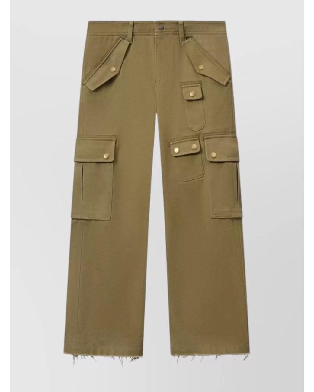 Isabel Marant Green Cotton Straight-Leg Cargo Cropped Trousers