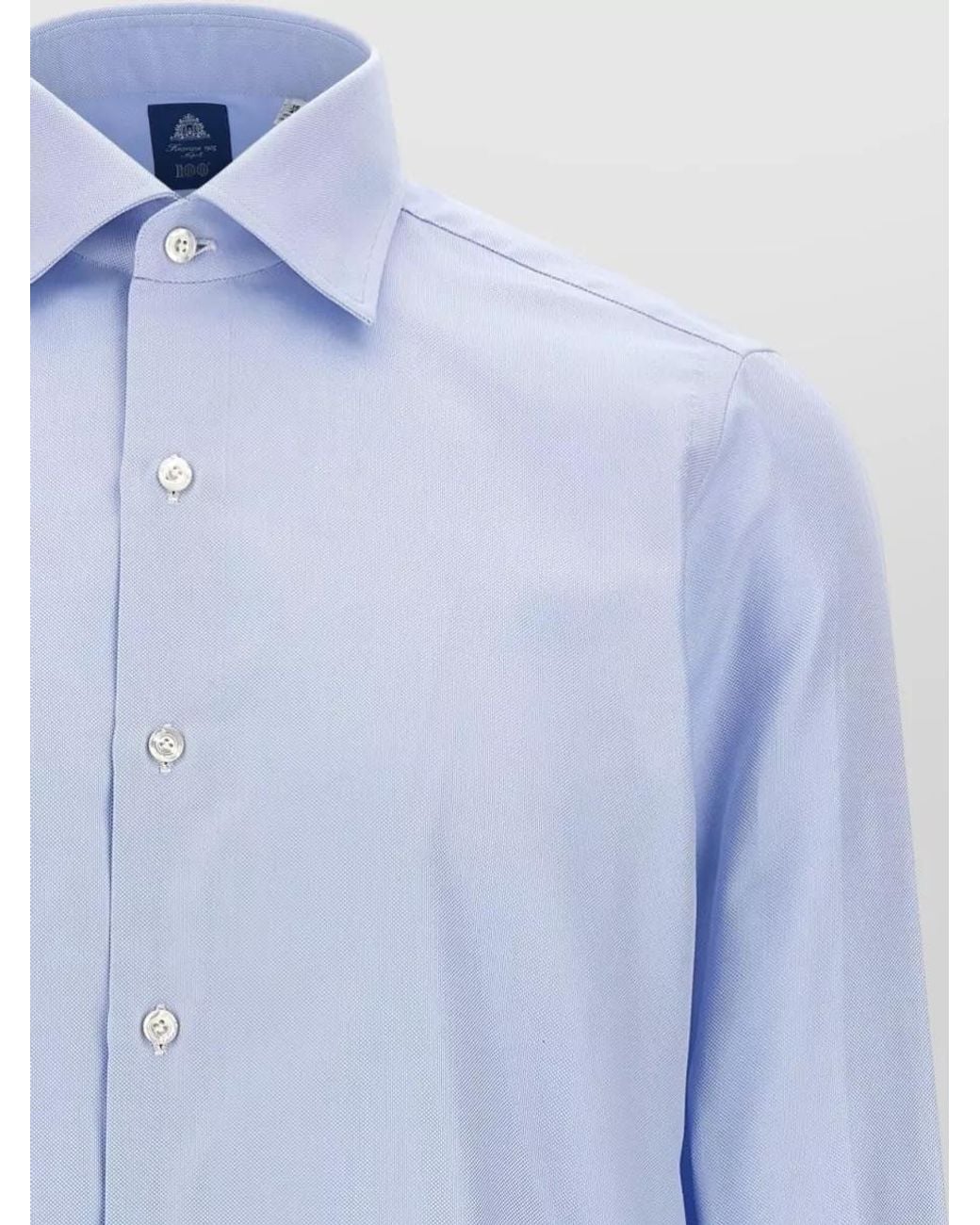 Finamore 1925 Blue Cotton Long-Sleeve Shirt for men