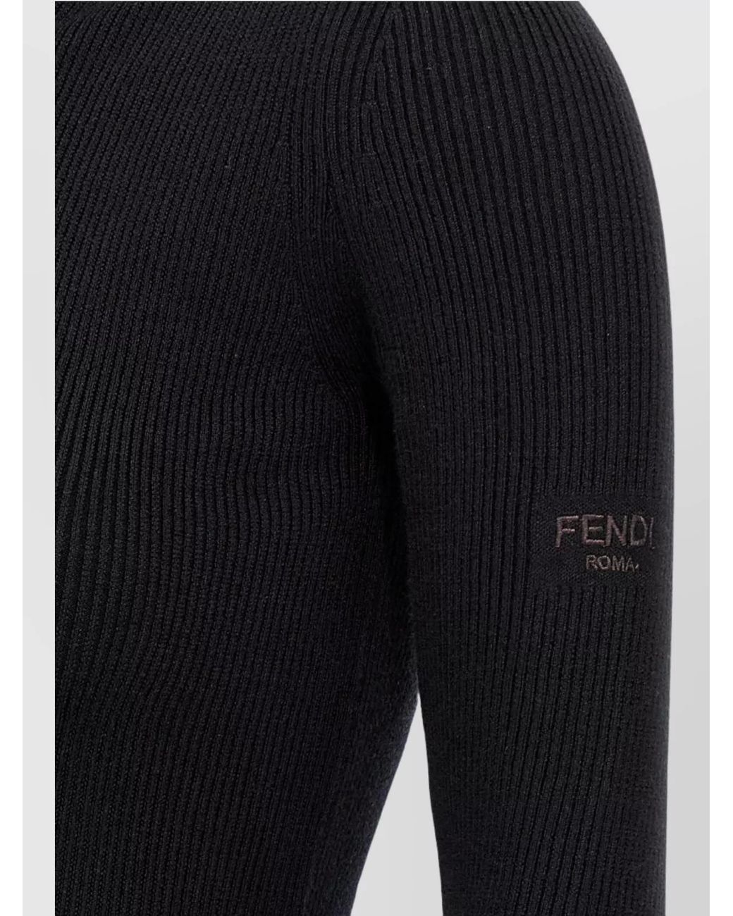 Fendi Black Wool Silk Ribbed Hooded Mini Dress