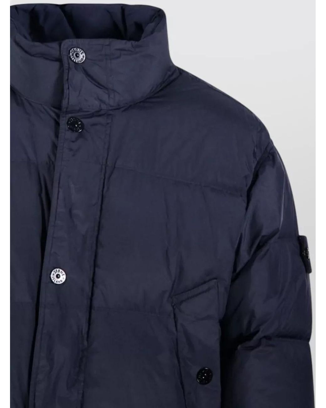 Stone Island Blue Quilted High-Neck Puffer Jacket for men