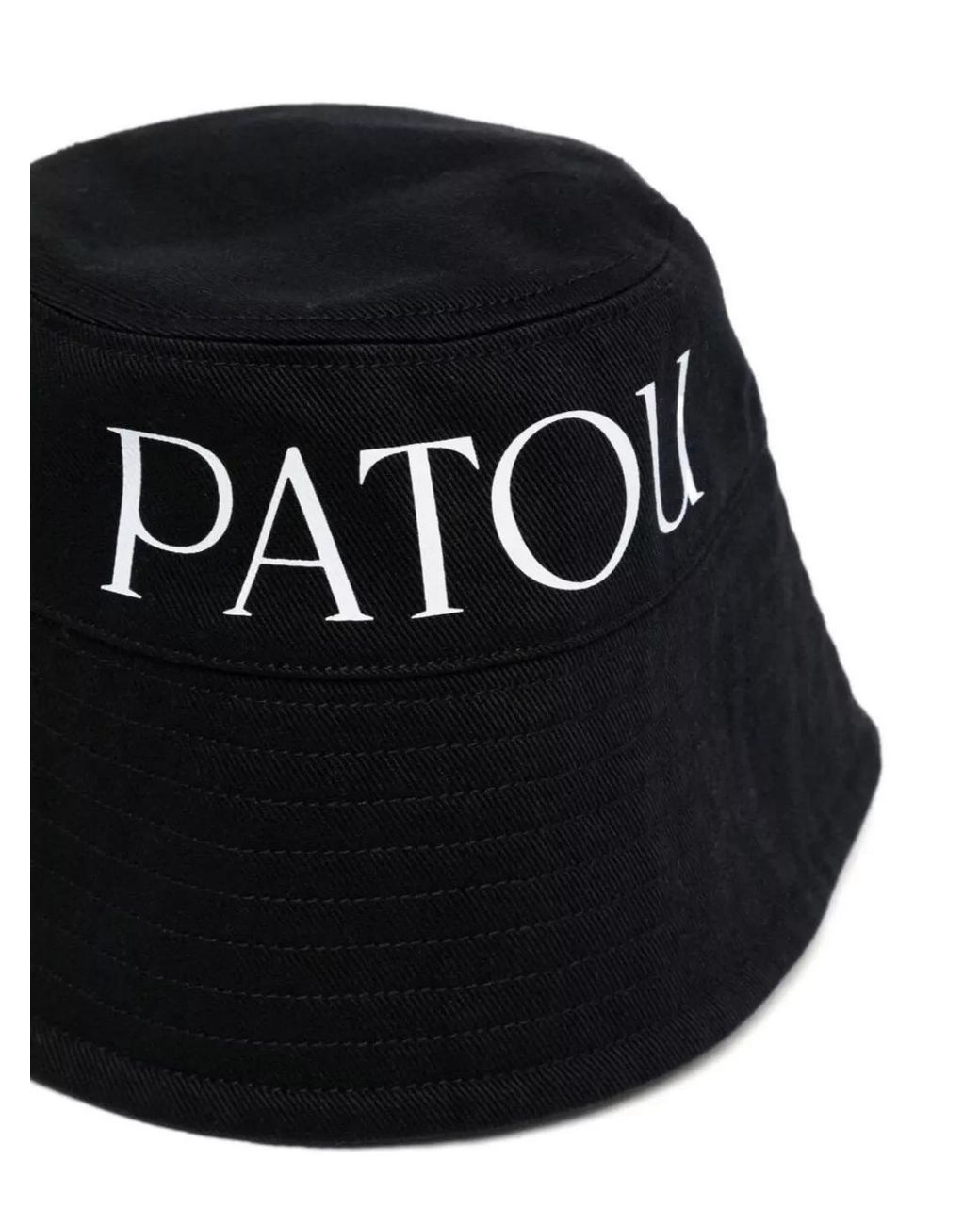 Patou Black Logo Print Cotton Bucket Hat