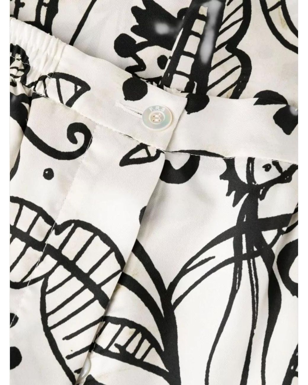 F.R.S For Restless Sleepers White Silk Floral-Print Wide-Leg Trousers