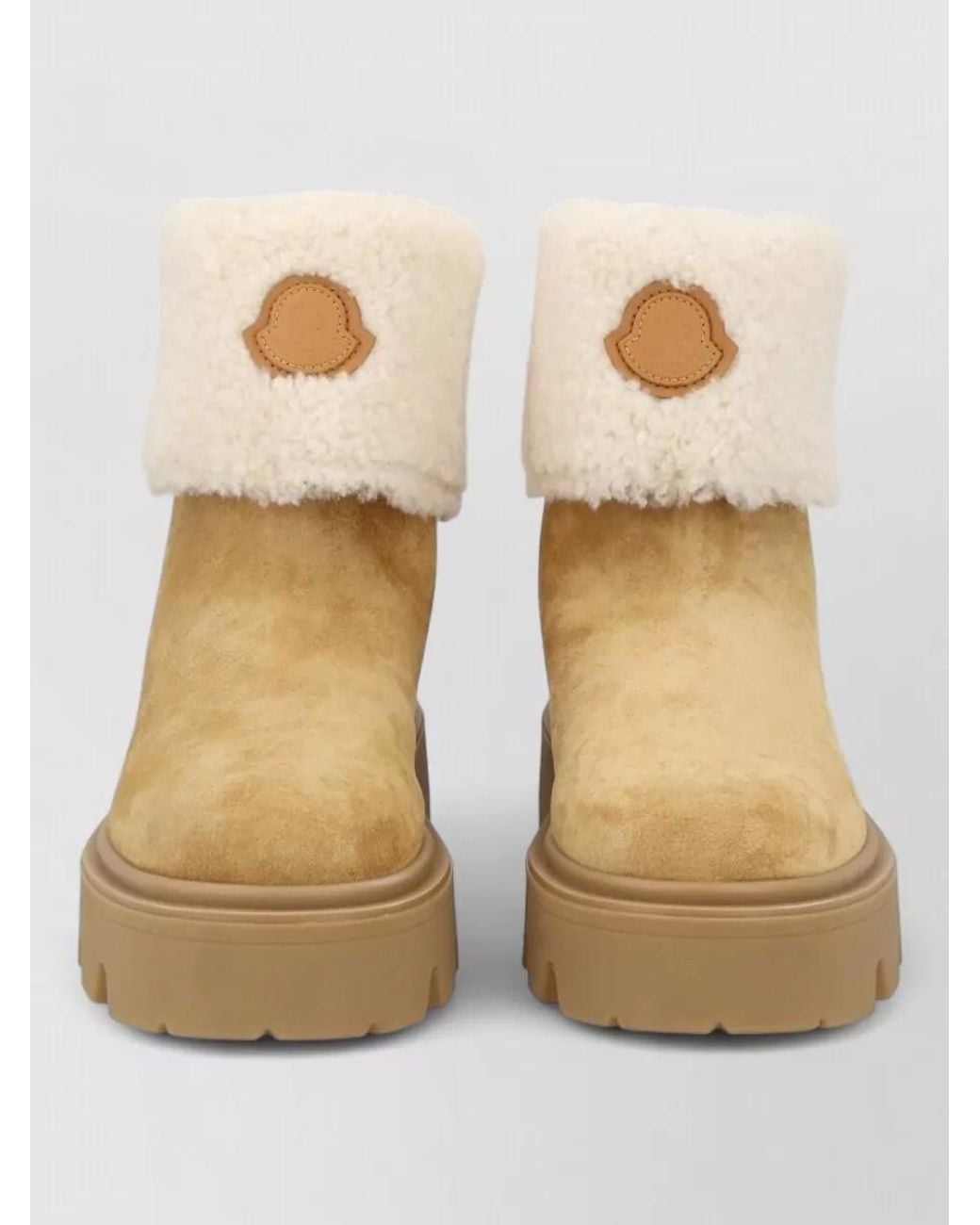 Moncler Natural Leather Shearling Ankle Boots