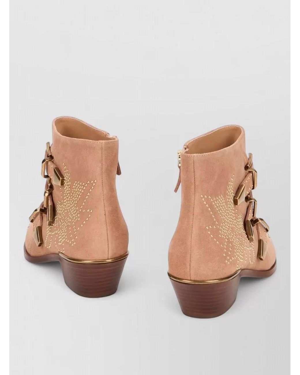 Chloé Pink Suede Studded Ankle Boots