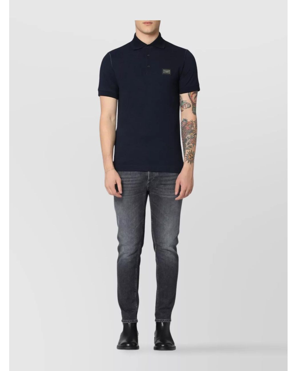 Dolce & Gabbana Blue Polo Shirt Cotton Short Sleeves for men