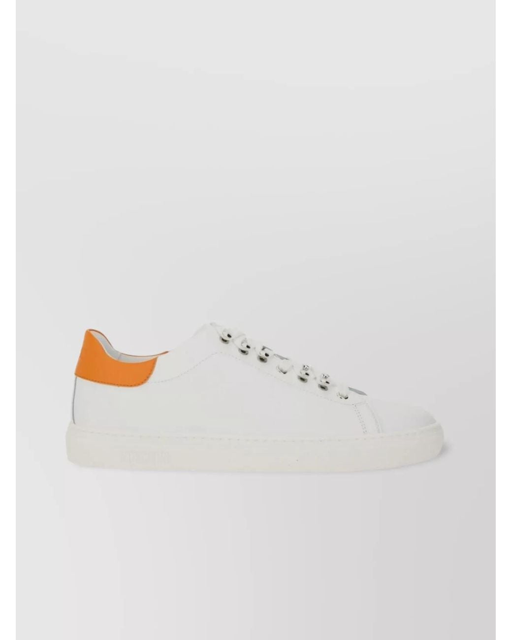 Moschino White Leather Low-Top Sneakers for men