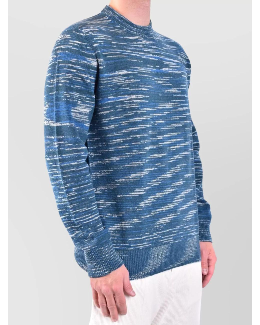 Missoni Blue Cashmere Striped Intarsia-Knit Crew-Neck Jumper for men