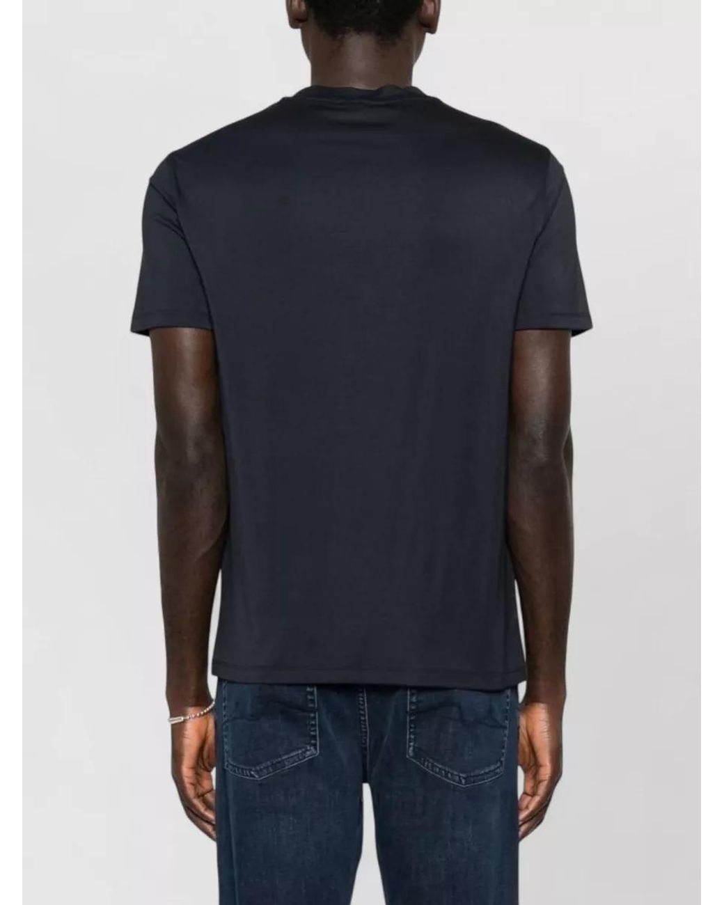 Emporio Armani Black Silk Blend Short-Sleeve T-Shirt for men