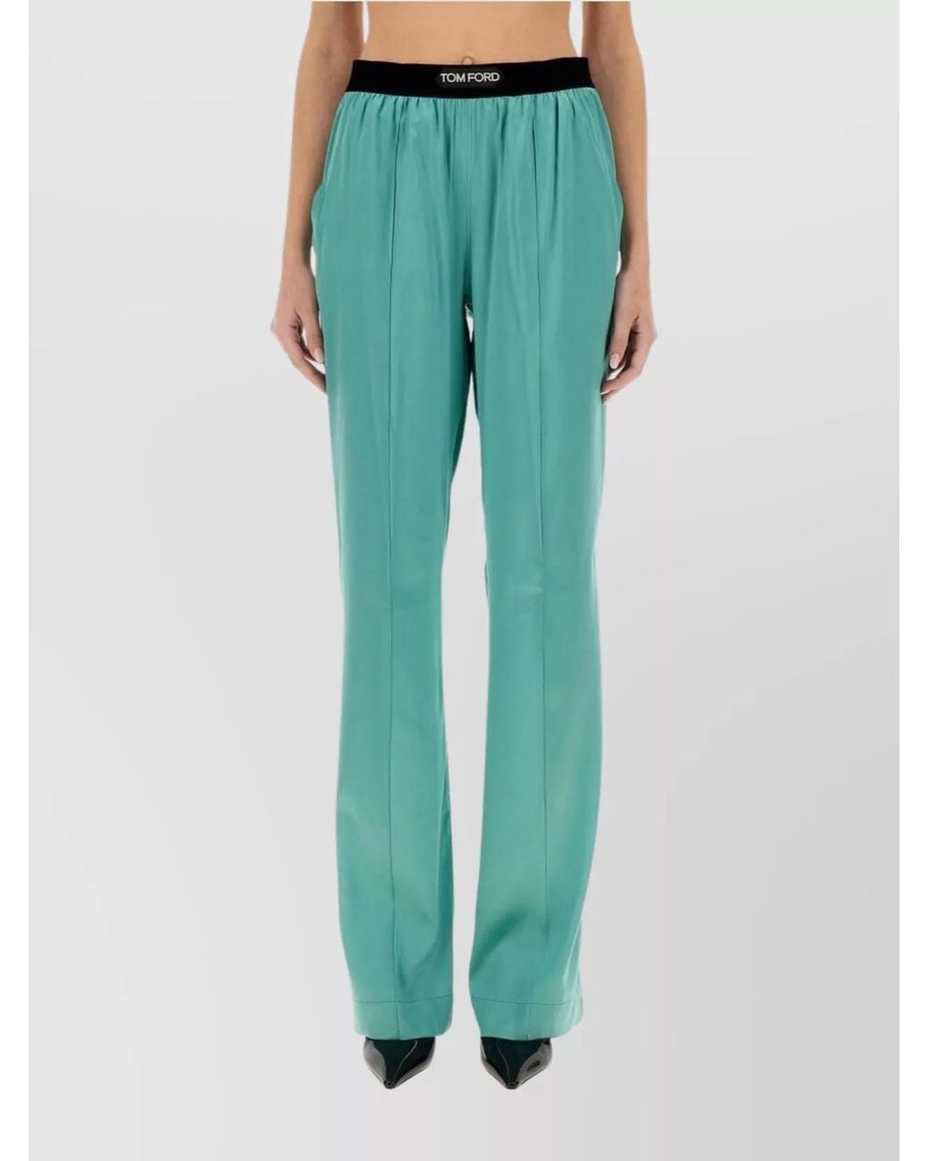 Tom Ford Green Silk Wide-Leg Trousers
