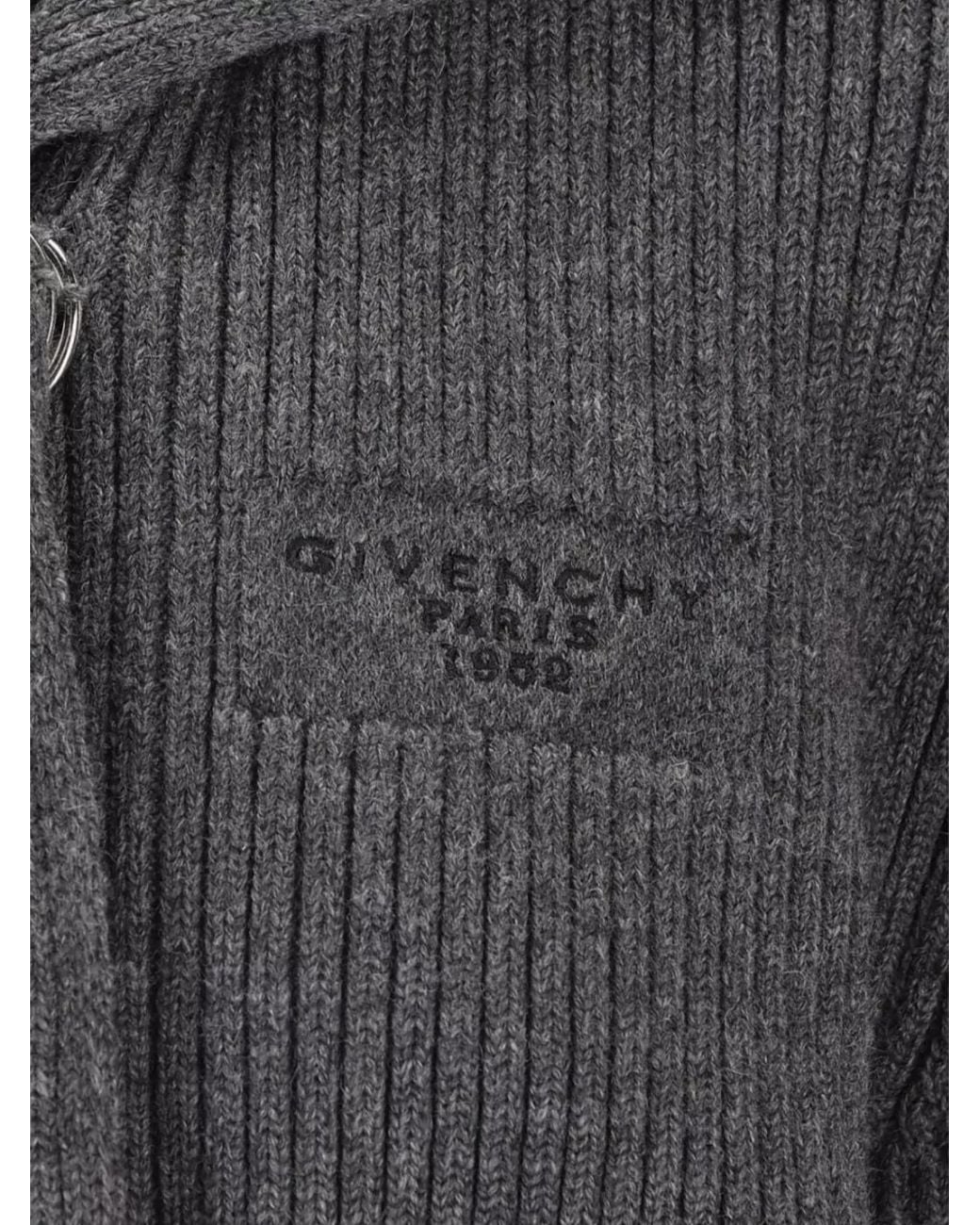 Givenchy Black Crewneck Wool Cardigan
