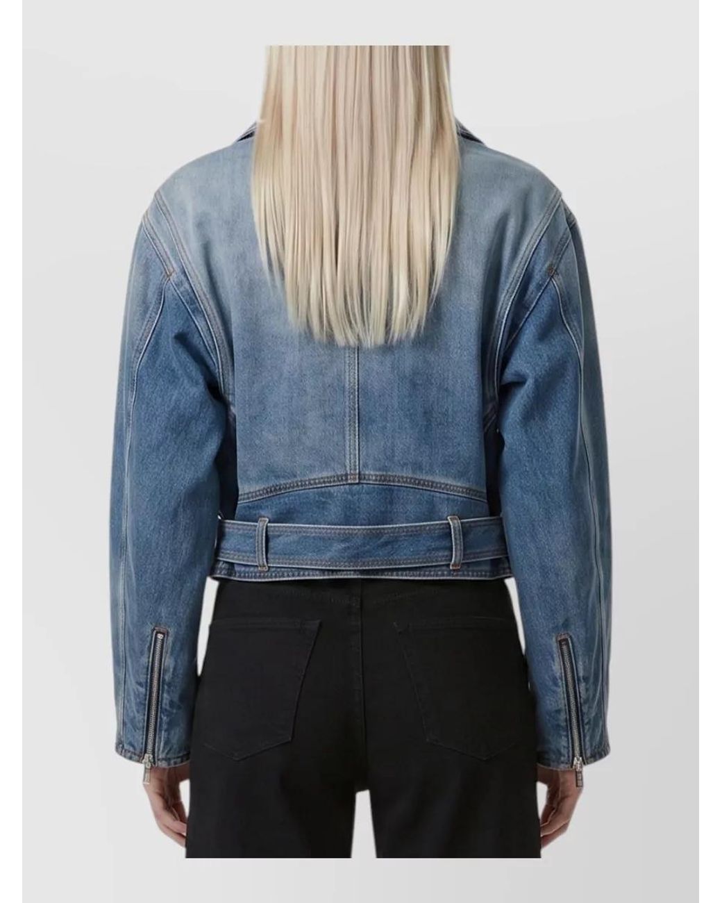Alaïa Blue Denim Cropped Biker Jacket