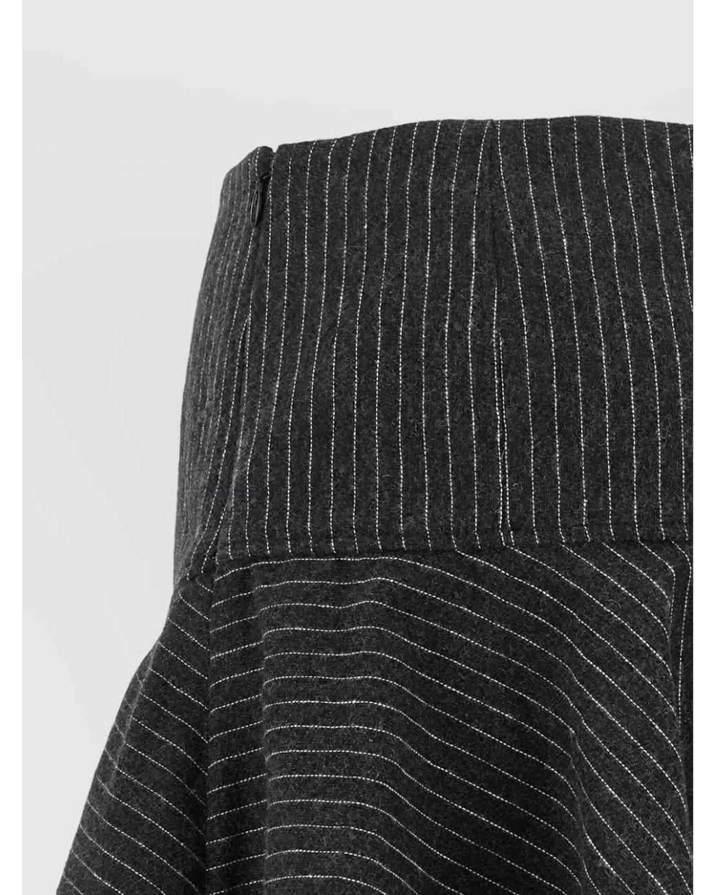 Ganni Black Pinstriped Flannel Mini A-Line Skirt