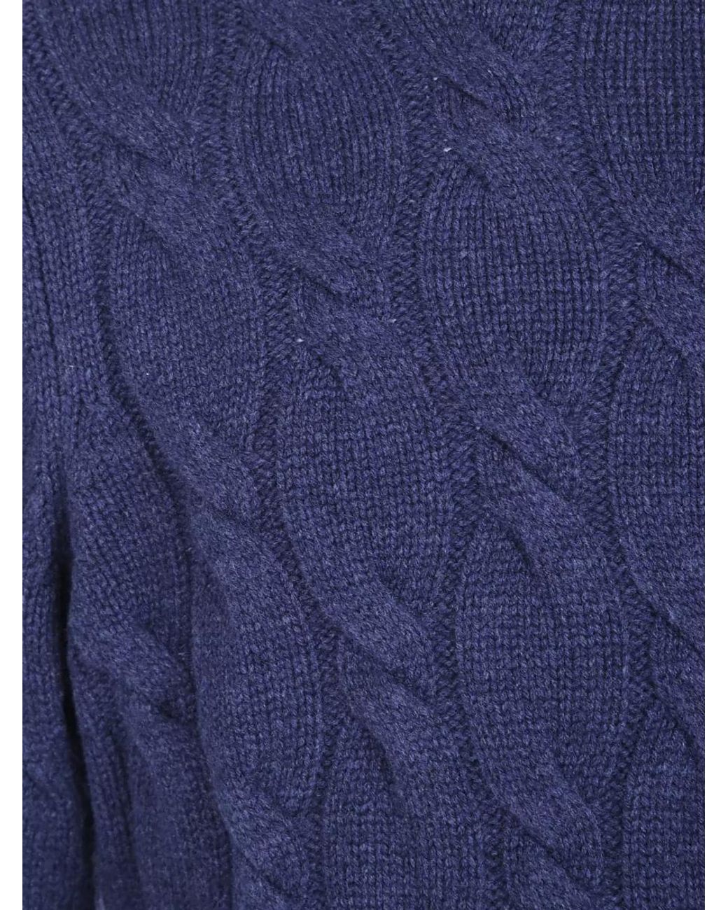 Barba Napoli Blue Cable-Knit Cashmere Turtleneck Jumper for men
