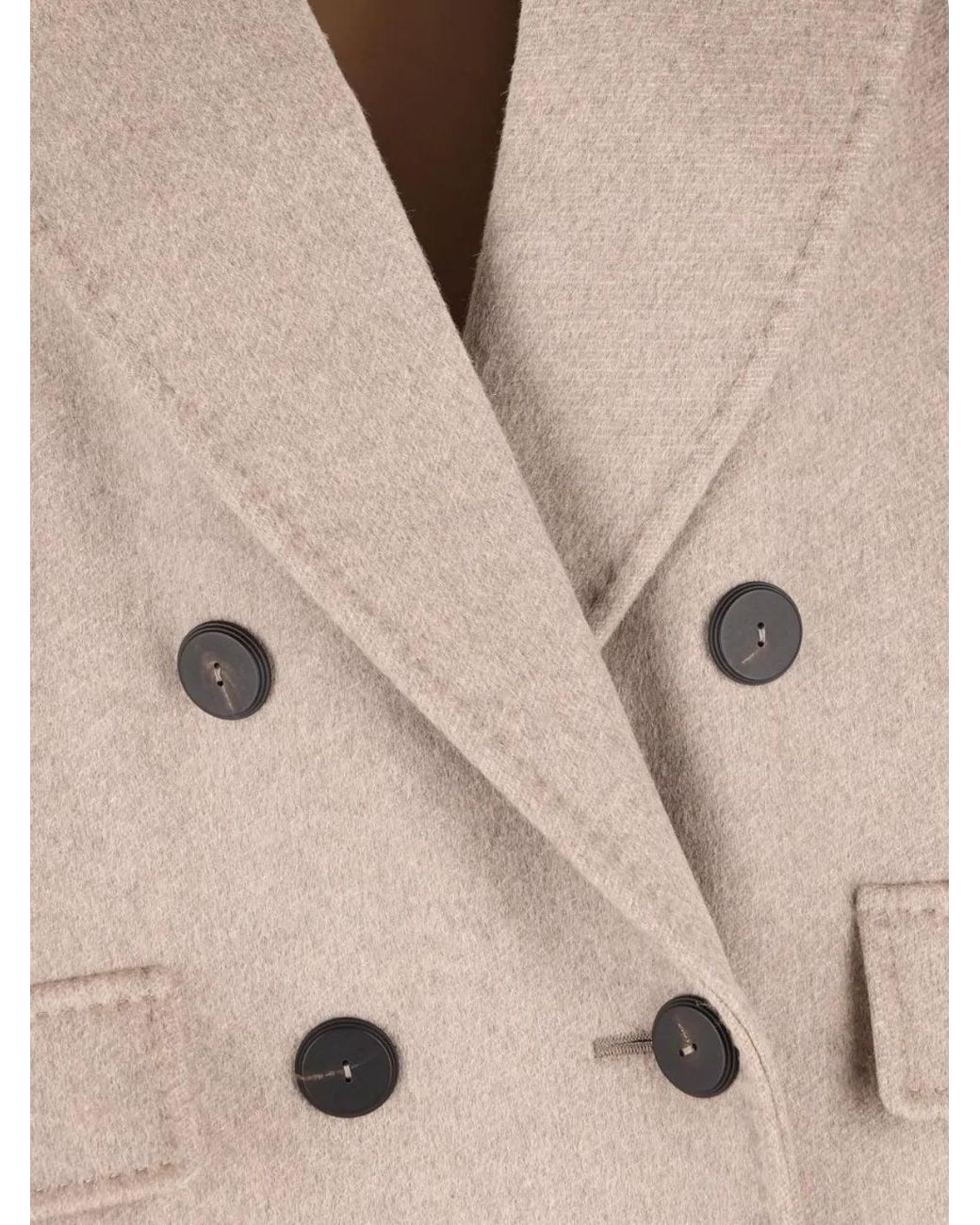 Max Mara Natural Cashmere Alpaca Wool Double-Breasted Coat