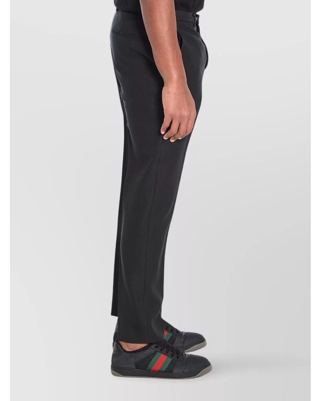 Gucci Black Polyester Straight-Leg Tailored Trousers for men