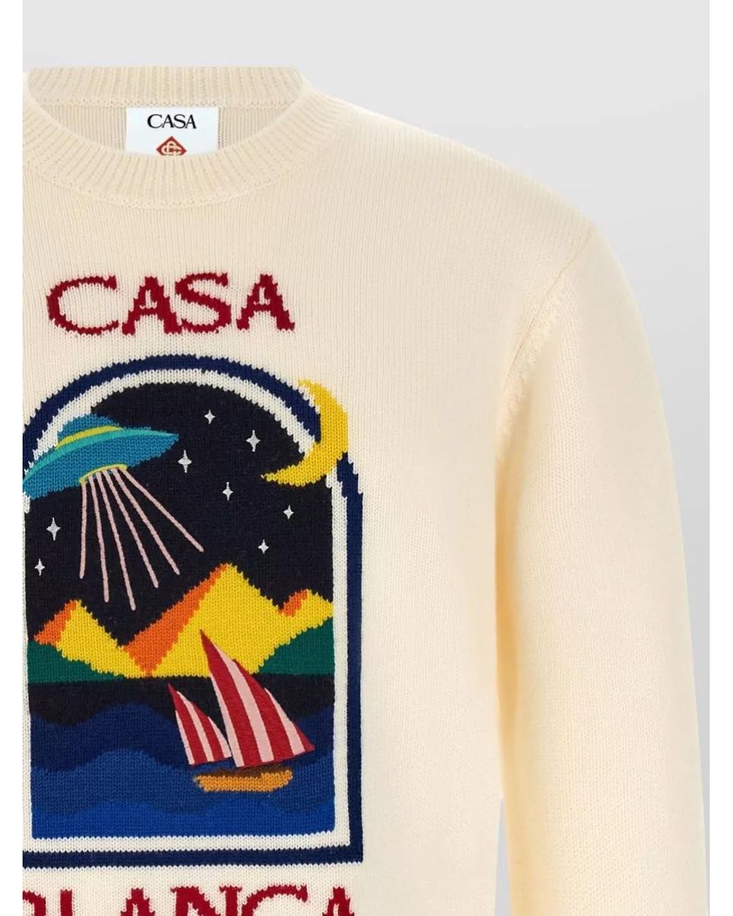 Casablanca Blue Wool Ribbed Crew Neck Sweater for men