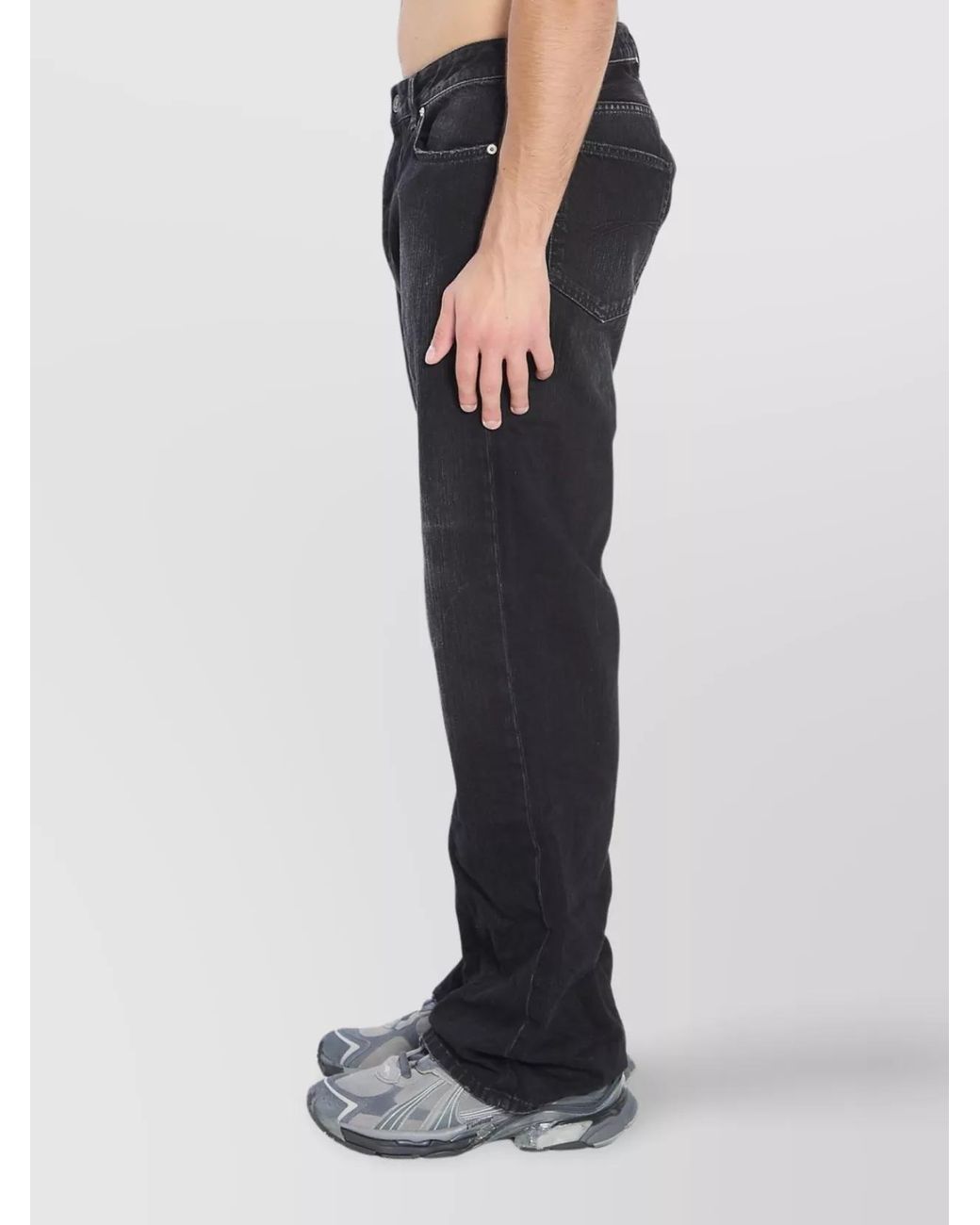 Balenciaga Black Cotton Distressed Relaxed-Fit Mid-Rise Jeans for men