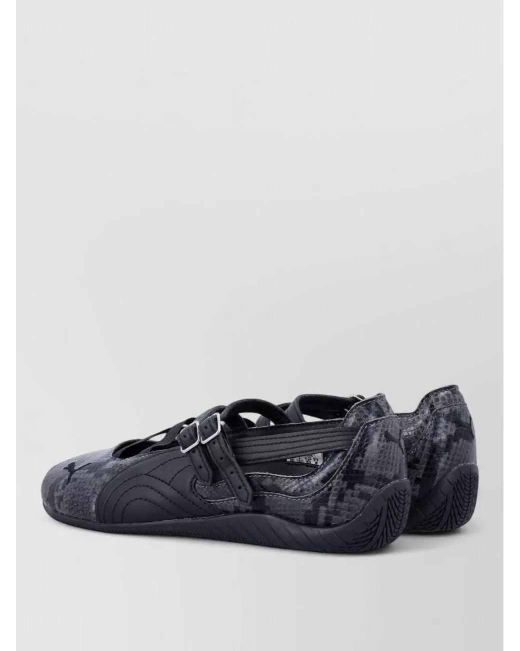PUMA Blue Leather Snake-Effect Ballerina Flats