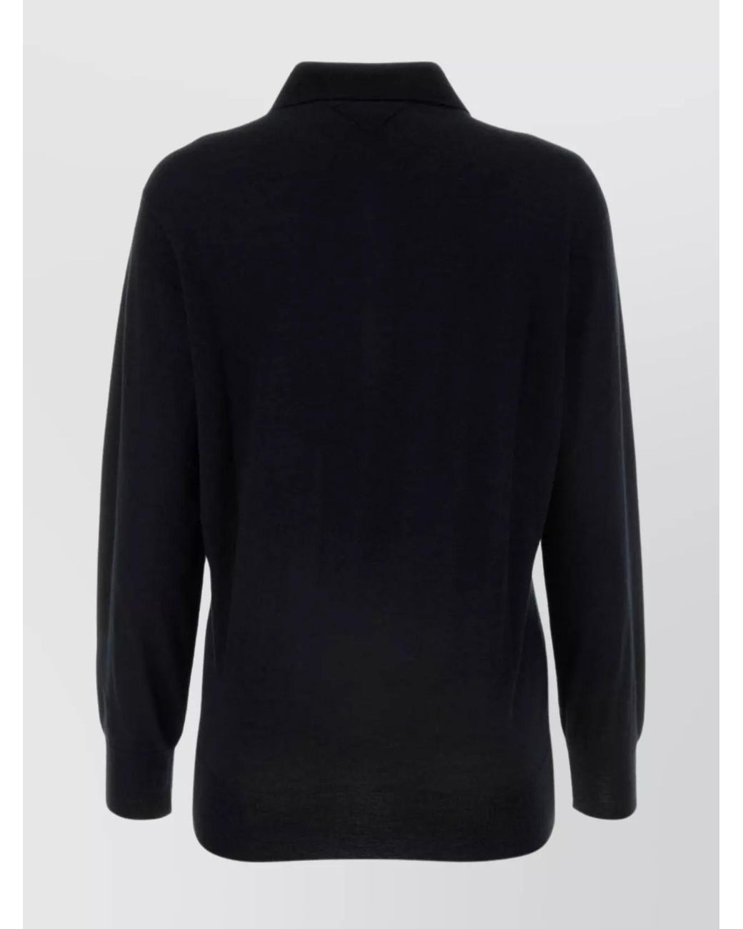 Prada Blue Cashmere Fine-Knit Long-Sleeve Polo Shirt