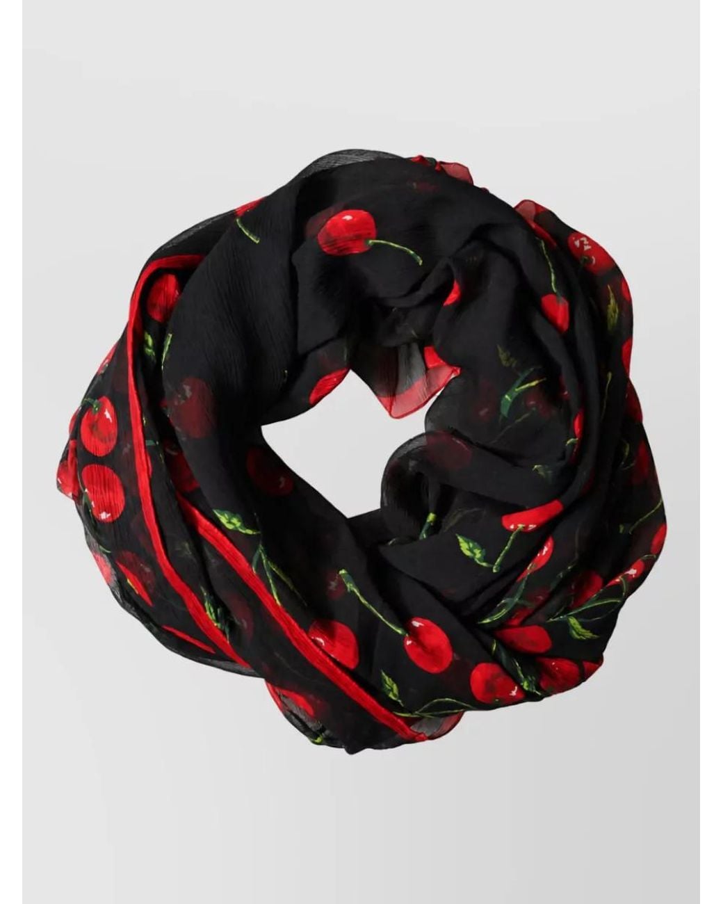 Dolce & Gabbana Red Silk Cherry Print Scarf