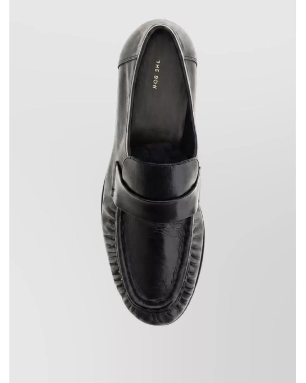 The Row Black Leather Slip-On Loafers
