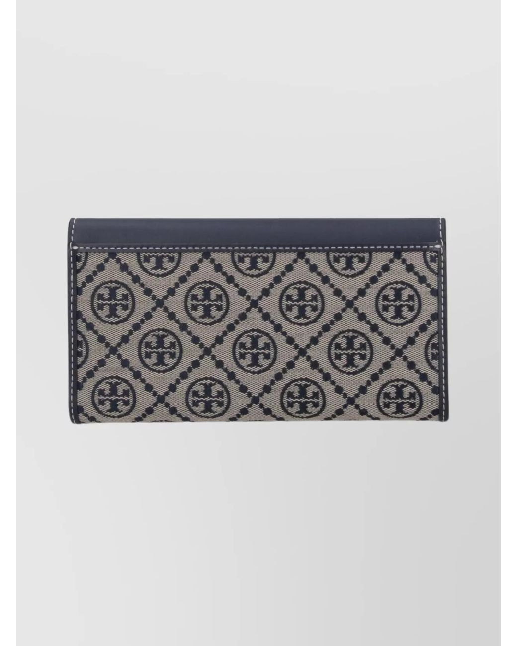 Tory Burch Blue Leather And Canvas Envelope Wallet
