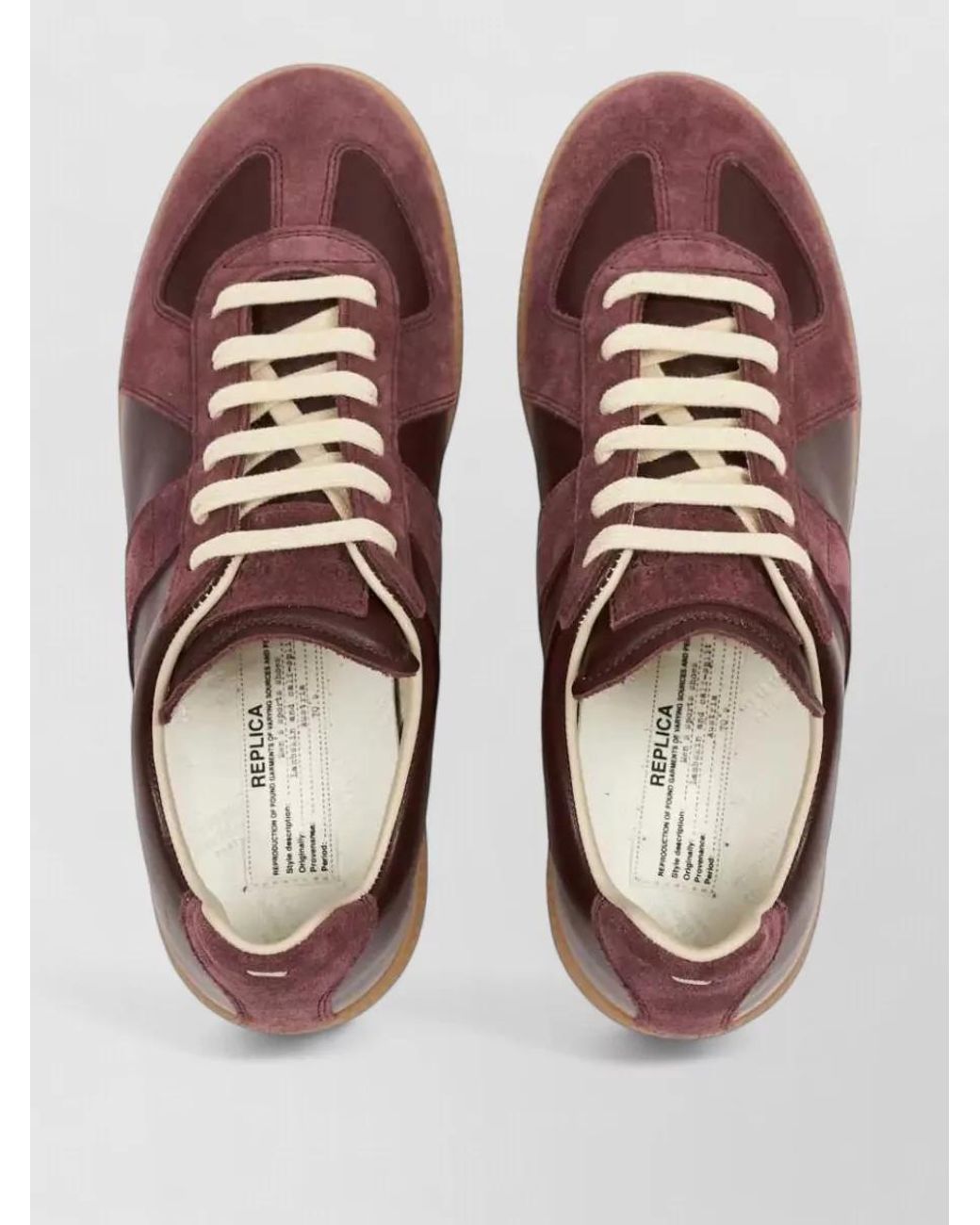 Maison Margiela Brown Leather Replica Lace-Up Sneakers