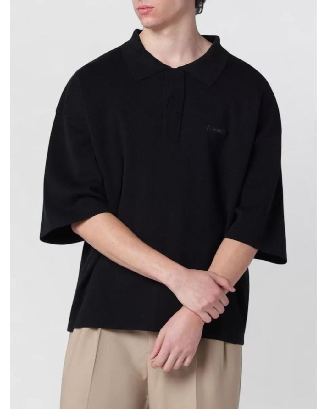 Entire studios Black Cotton Long-Sleeve Polo Shirt for men