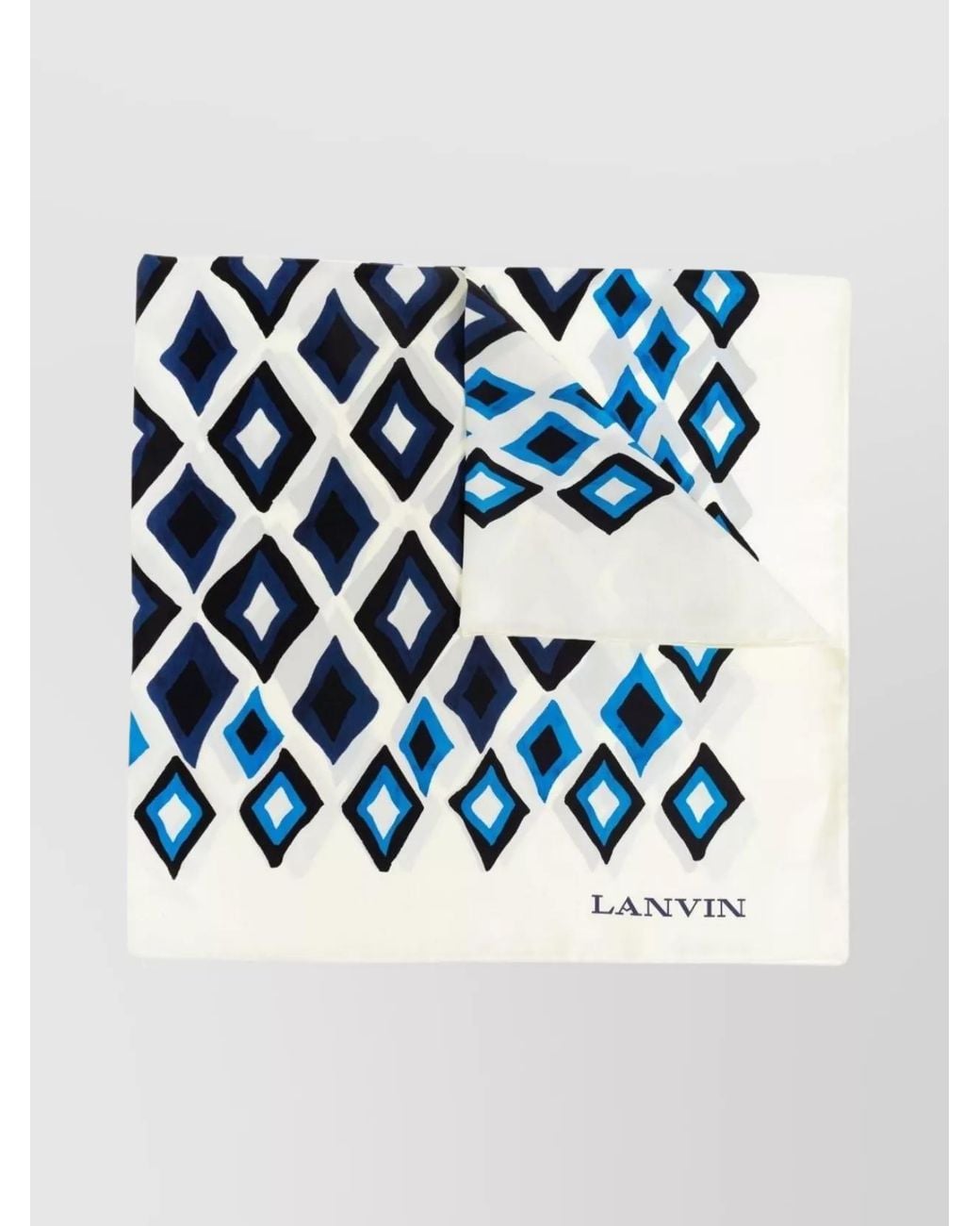 Lanvin Blue Silk Geometric-Print Scarf