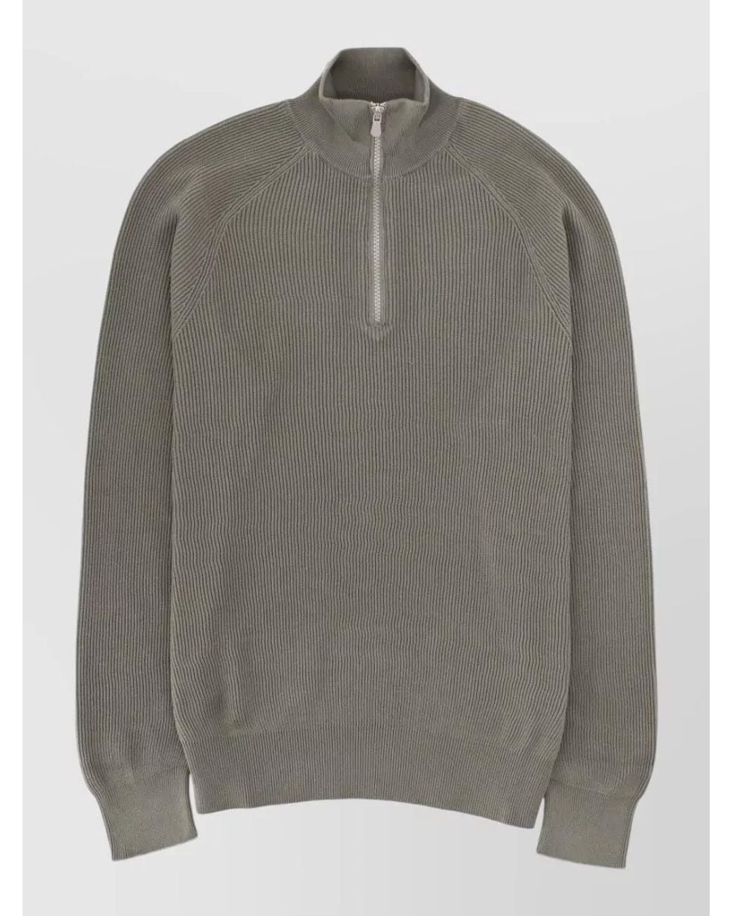 Brunello Cucinelli Gray Cotton Zip Polo Shirt for men