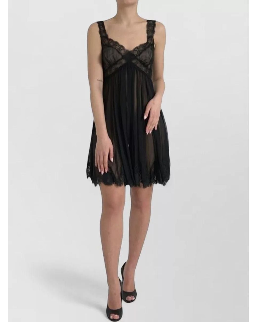 Dolce & Gabbana Black Silk Mini Nightdress